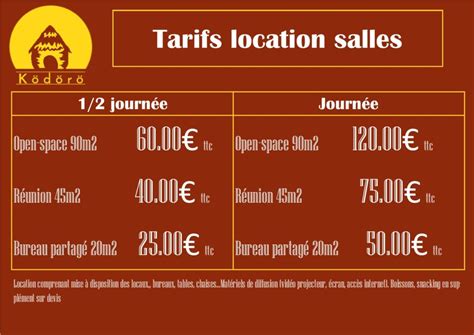 Les tarifs de location de la salle multi.